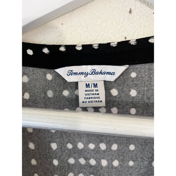 Tommy Bahama Womens Black White Polka Dot A-Line Faux Wrap Dress Medium Stretch - Picture 3 of 11